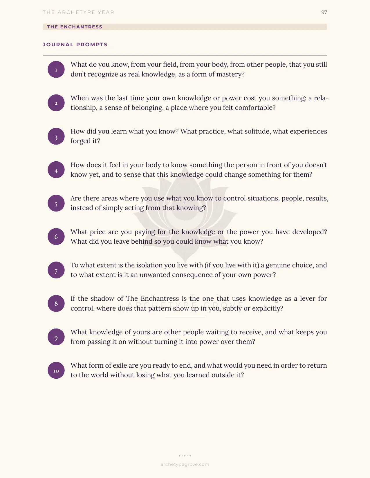 Journal prompts of The Enchantress (Circe)