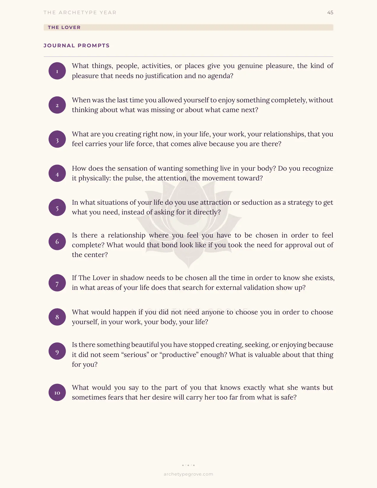 Journal prompts of The Lover (Aphrodite)